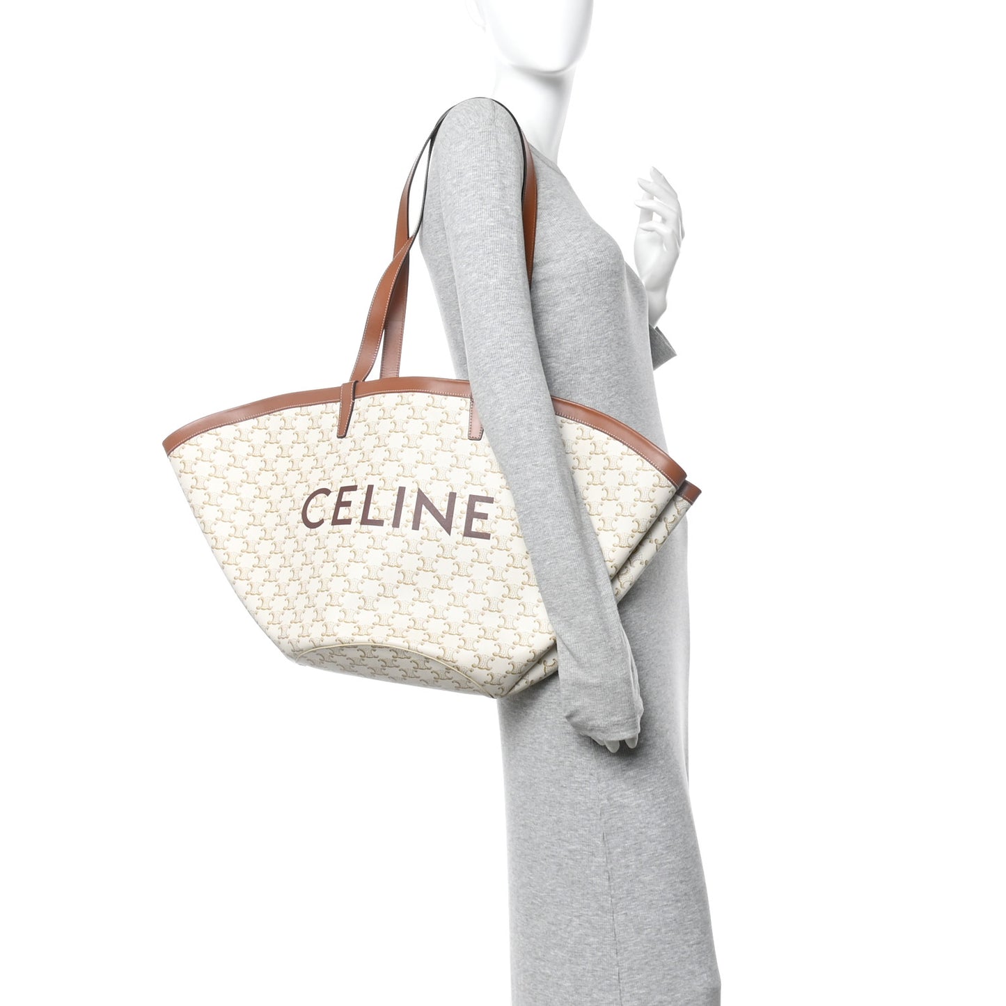 Calfskin Canvas Triomphe Large Couffin White