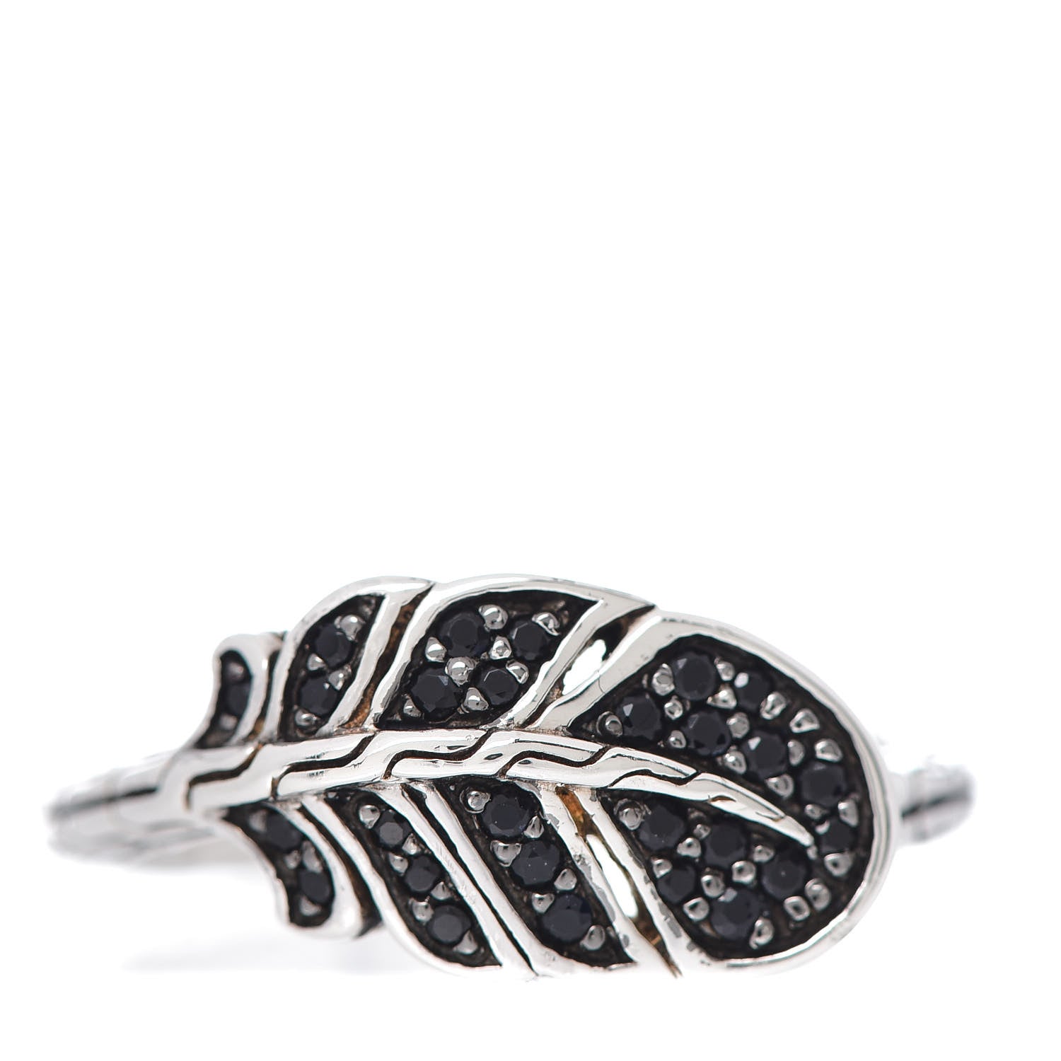John Hardy Sterling Silver Black Sapphire Black Spinel Feather Lava Ring 54 7 6 of 6