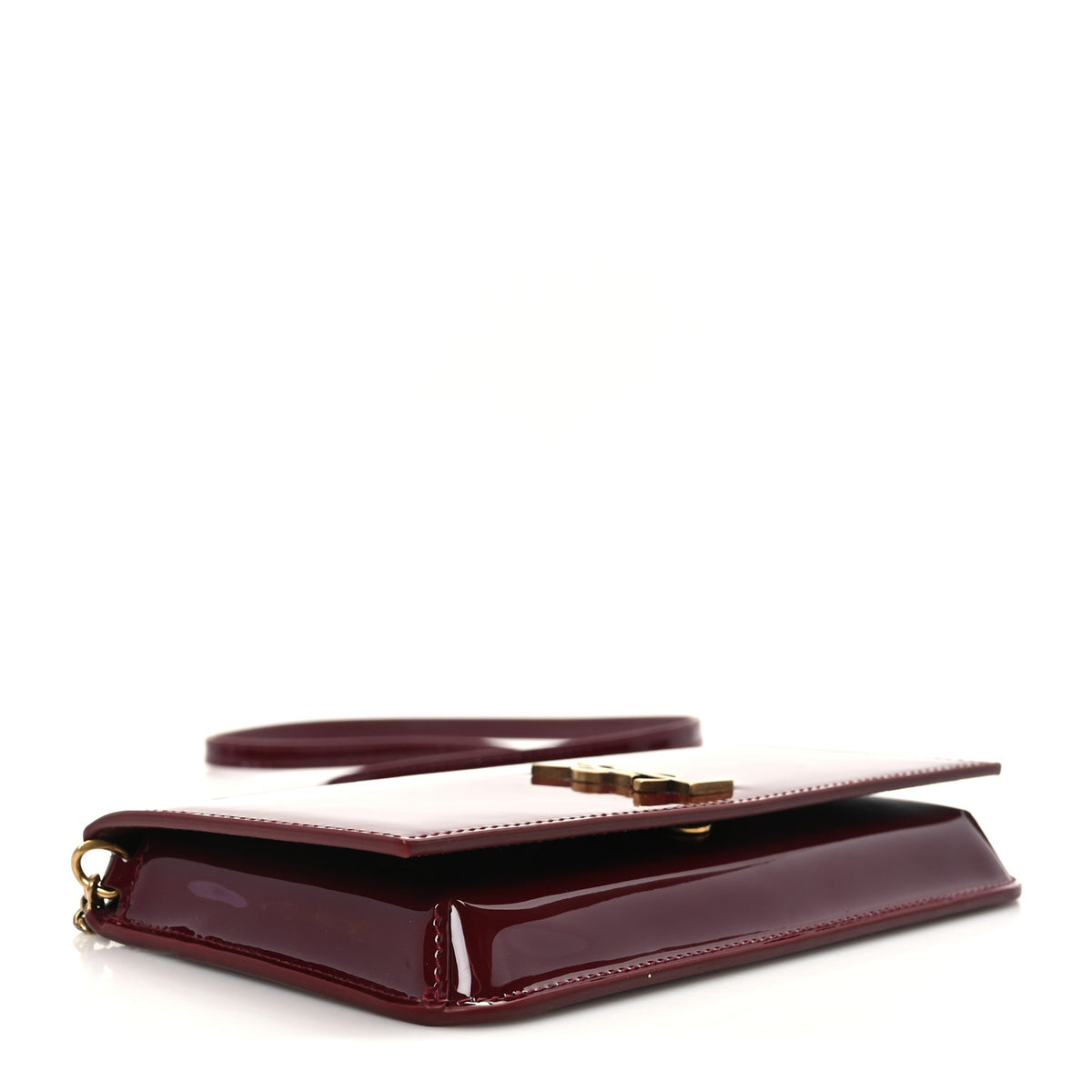 Saint Laurent Patent Monogram Phone Holder Crossbody Chataigne 3 of 9