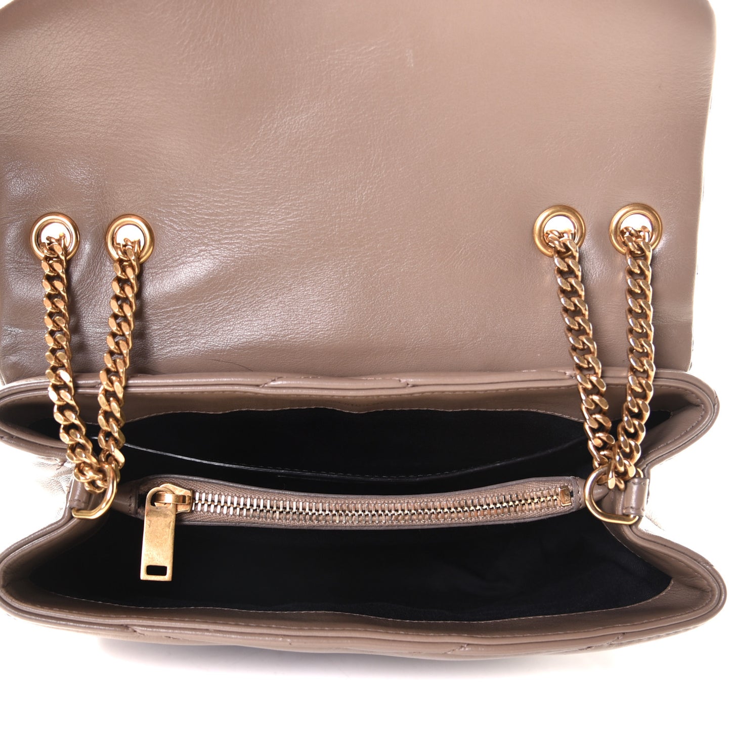Calfskin Y Quilted Monogram Small Loulou Chain Satchel Taupe