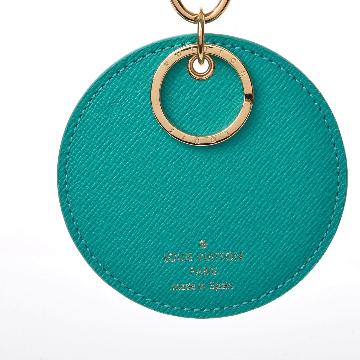 Monogram Illustre V Bag Charm Key Ring Turquoise