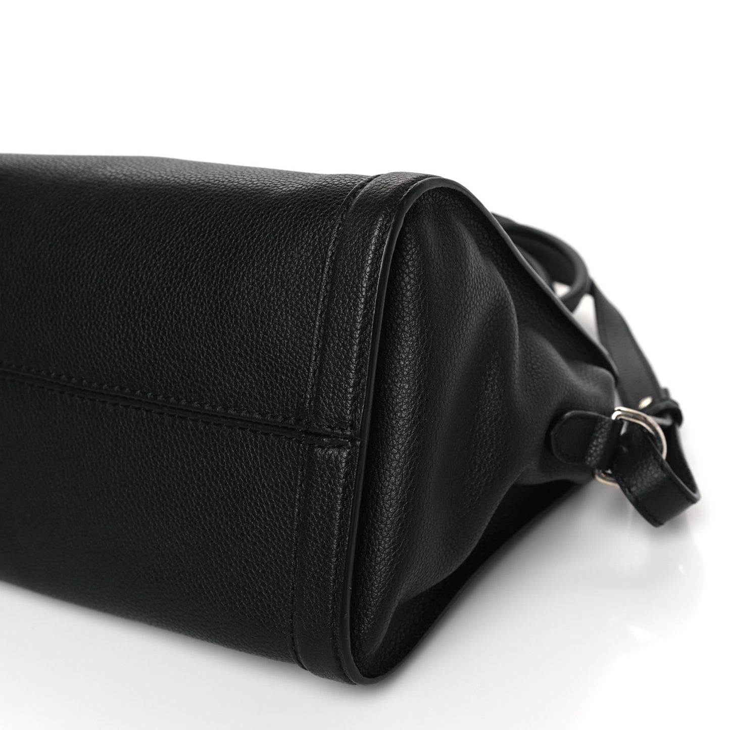 Pebbled Calfskin Small Skull Padlock Zip Around Tote Black