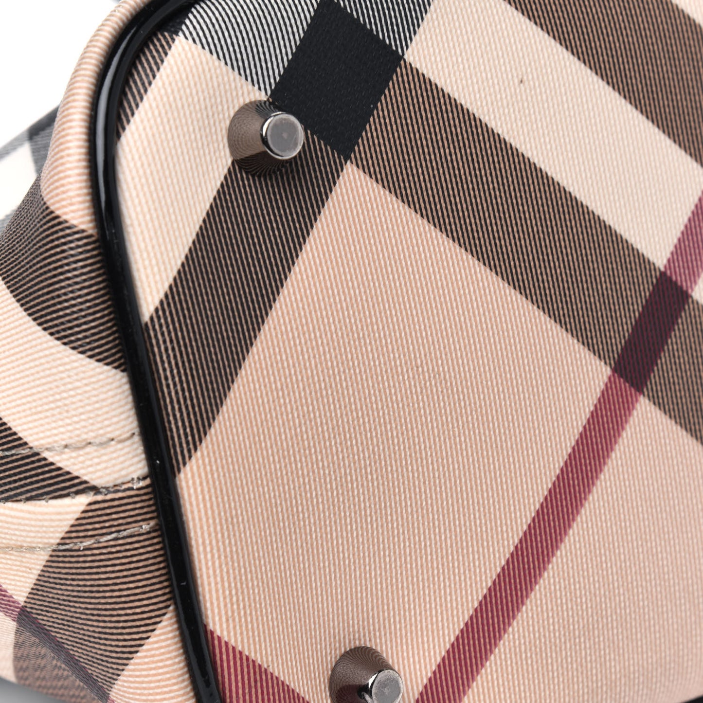 Nova Check Patent Trim Shopper Tote Black