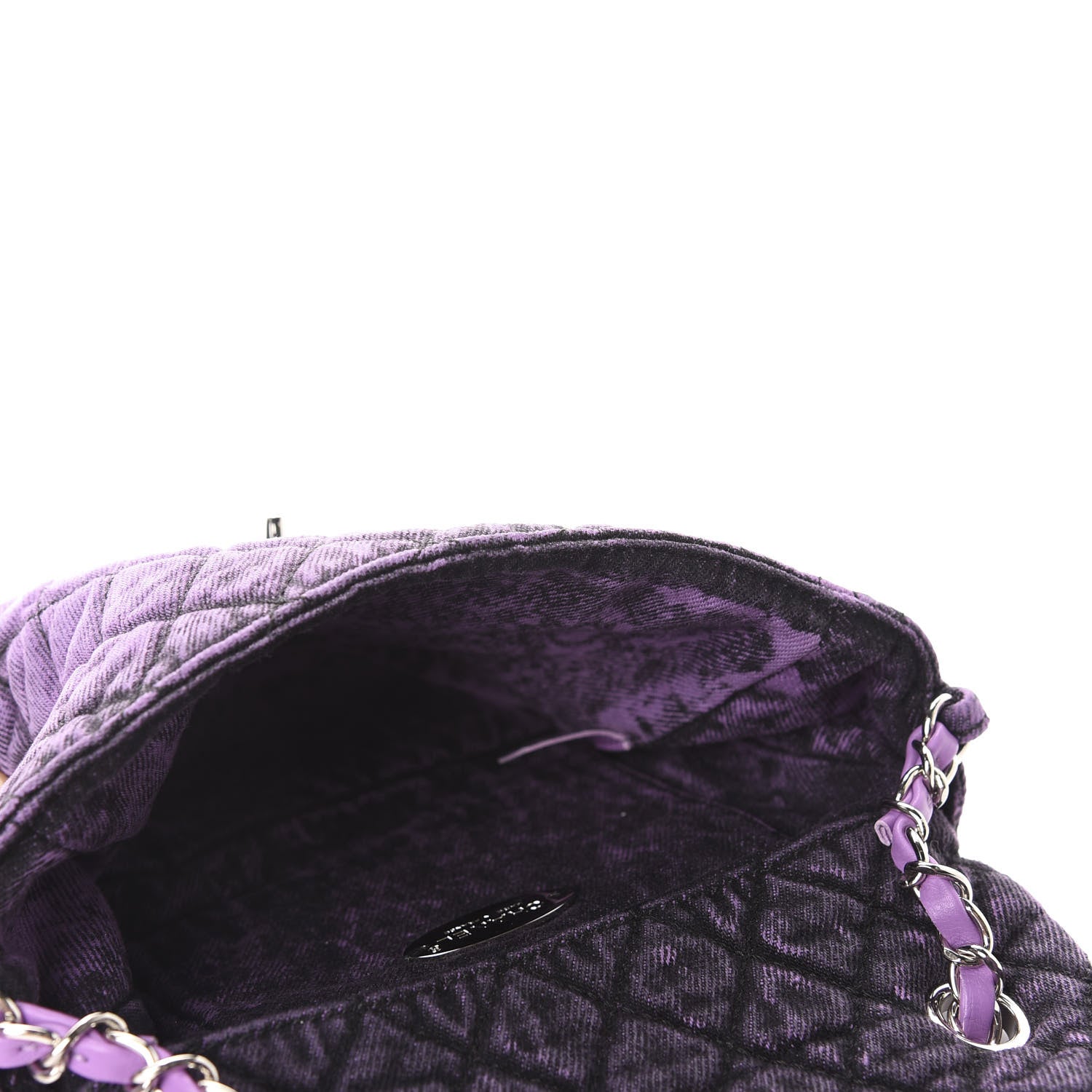 Chanel Washed Denim Quilted Small Denimpression Flap Violet Purple Black 5 of 11