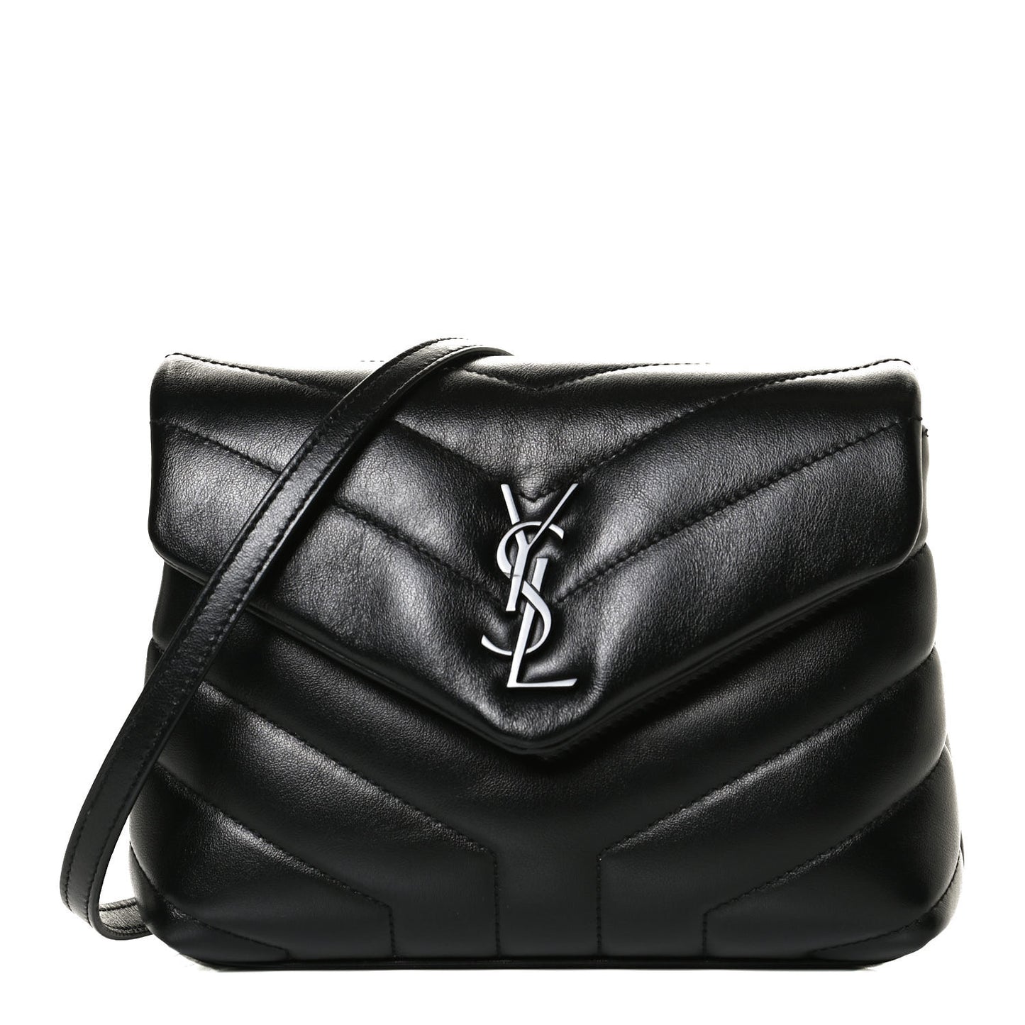 Calfskin Y Quilted Monogram Toy Loulou Crossbody Bag Black