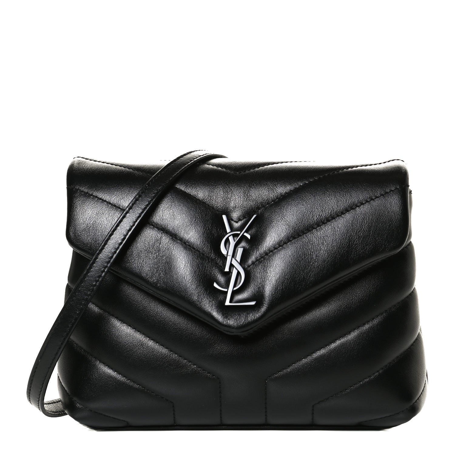 Saint Laurent Calfskin Y Quilted Monogram Toy Loulou Crossbody Bag Black 1 of 12