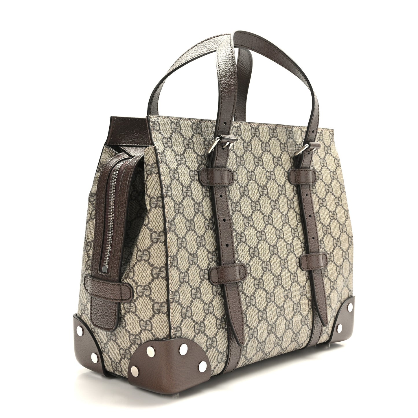 GG Supreme Monogram Textured Dollar Calfskin Small Detail Tote Beige Ebony New Acero