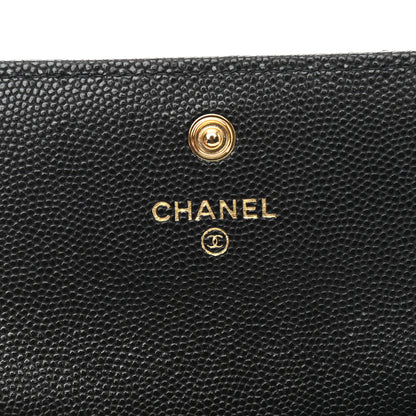 Chanel Caviar Quilted Enamel Coco Casino Flap Card Holder Wallet Black 6 of 9