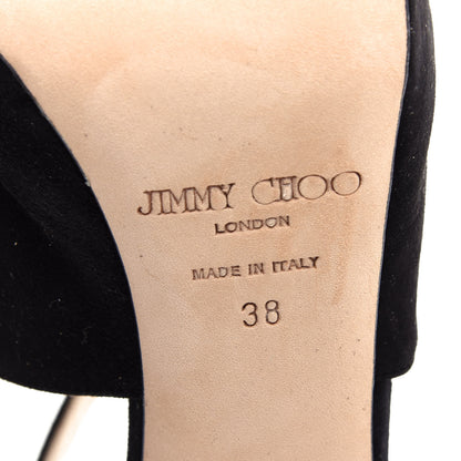 Jimmy Choo Suede Glitter Tulip Pumps 38 Black Nude 9 of 10