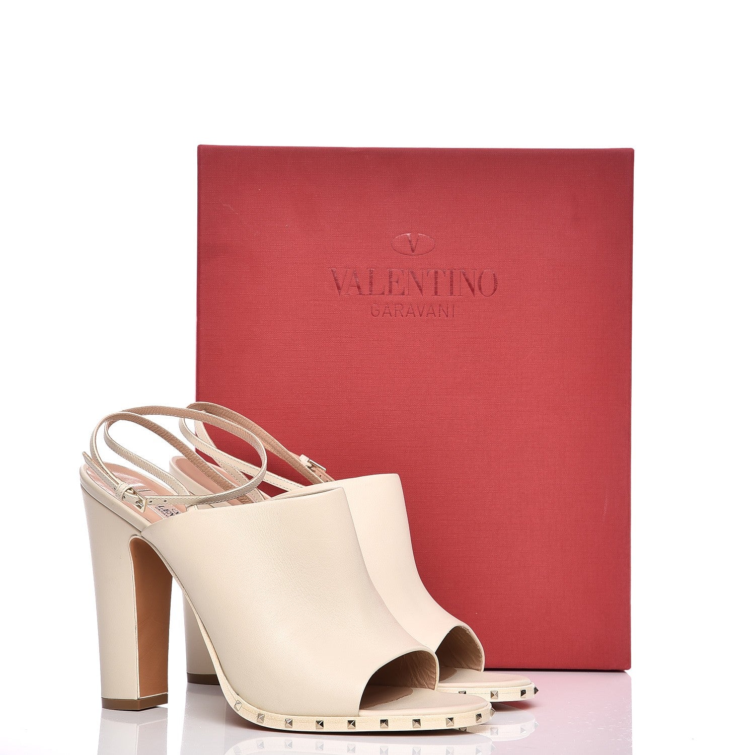 Valentino Garavani Calfskin Rockstud Mules Slingbacks 41 Ivory 9 of 18