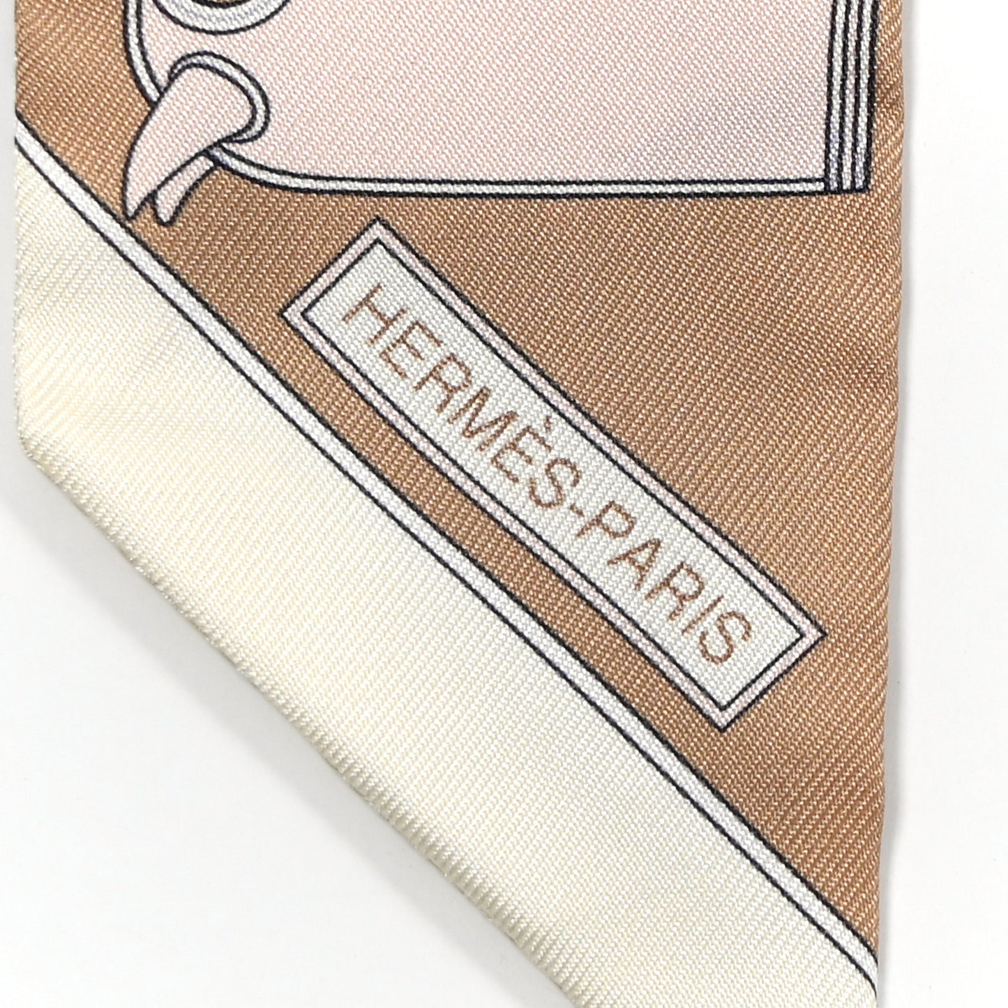 Silk Camails Twilly Scarf Beige Black Rose Pale