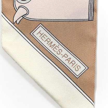 Hermes Silk Camails Twilly Scarf Beige Black Rose Pale 2 of 4
