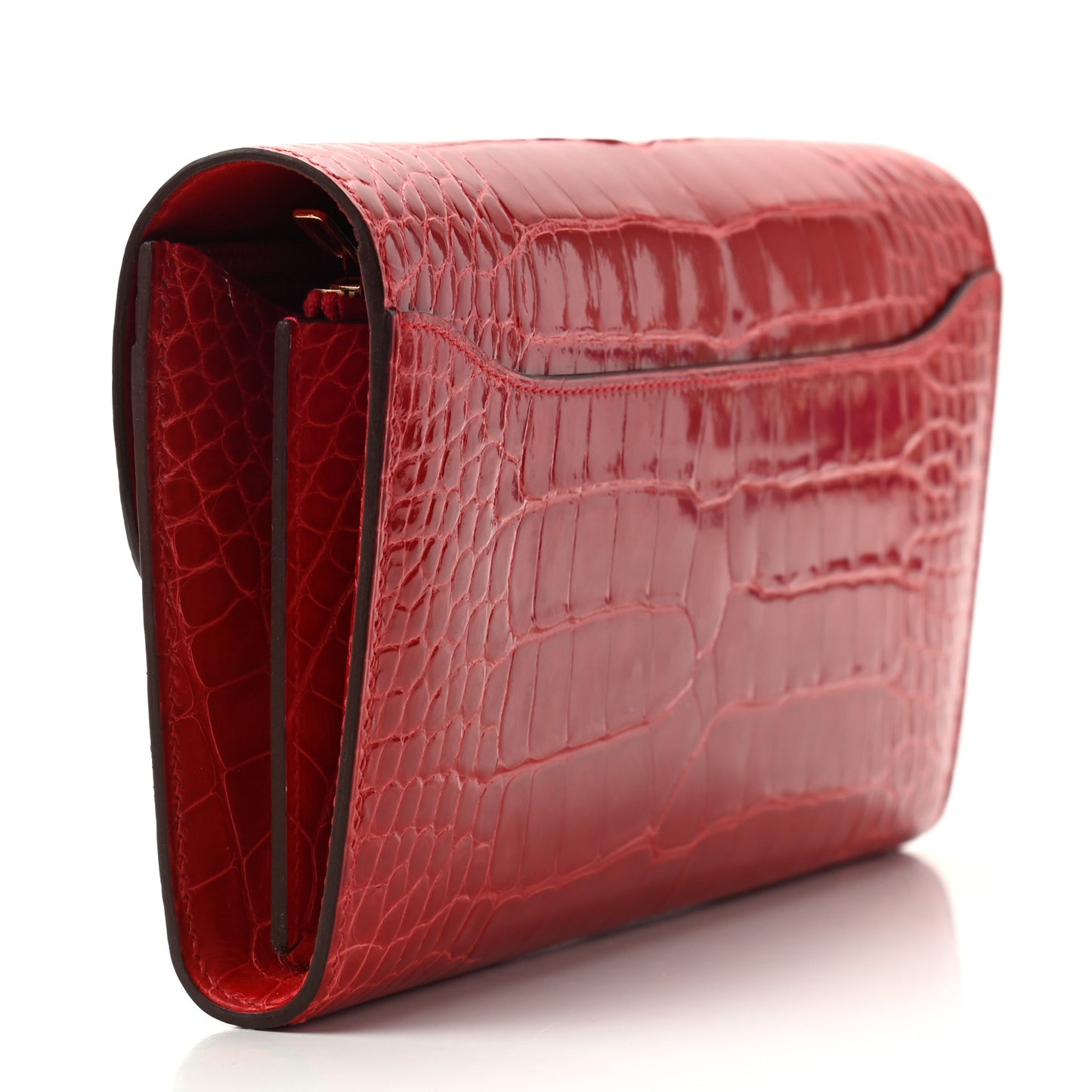 Shiny Alligator Constance Long Wallet Rouge De Coeur