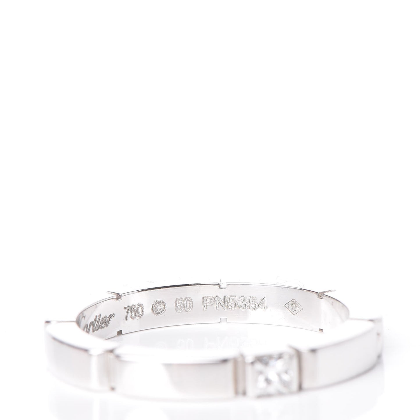 18K White Gold Diamond 2.5mm Maillon Panthere Wedding Band Ring 50 5.25
