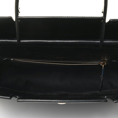 Burberry Deerskin Suede Lizard Embossed Calfskin Medium Title Bag Black 4 of 4
