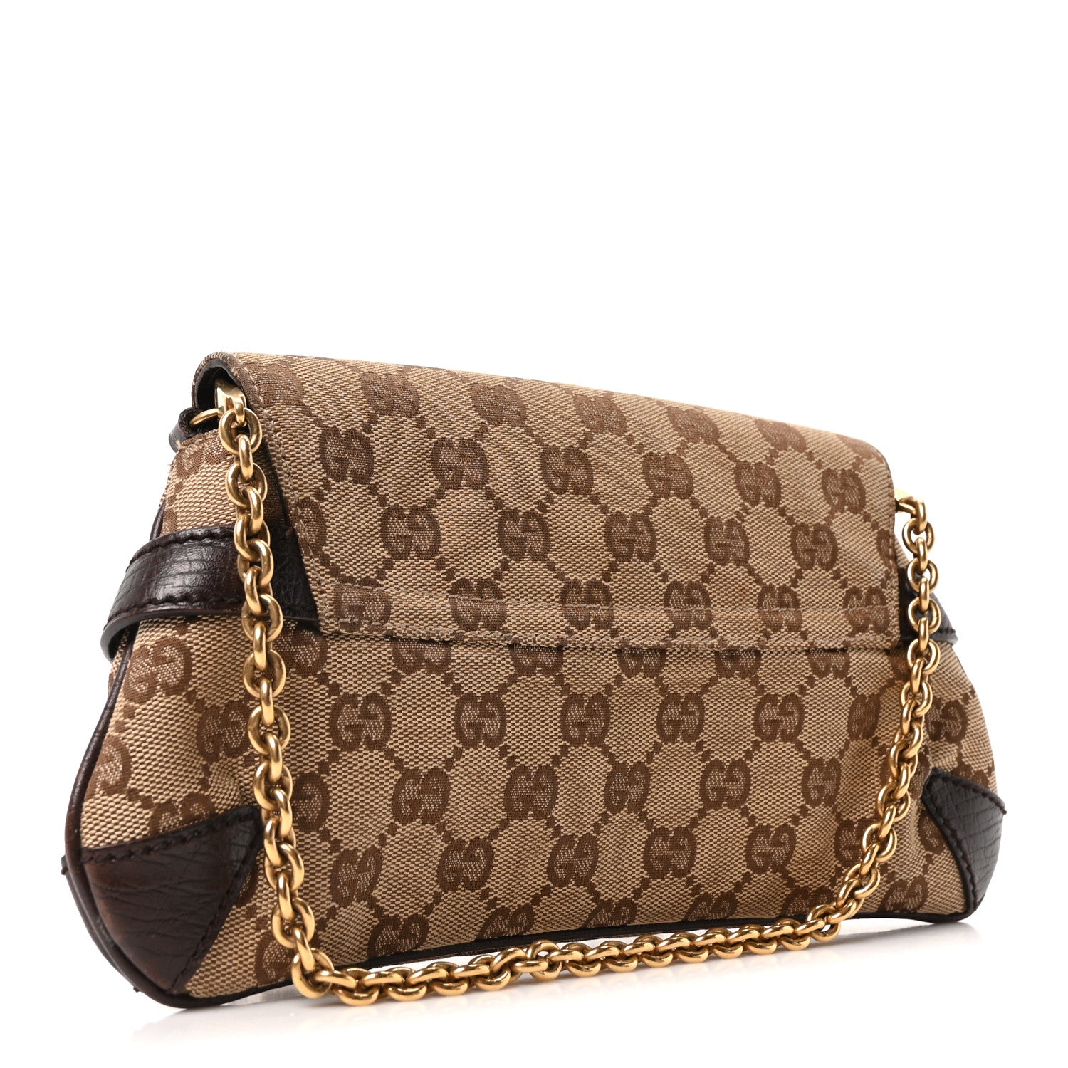 Gucci Monogram Horsebit Clutch Dark Brown 3 of 10