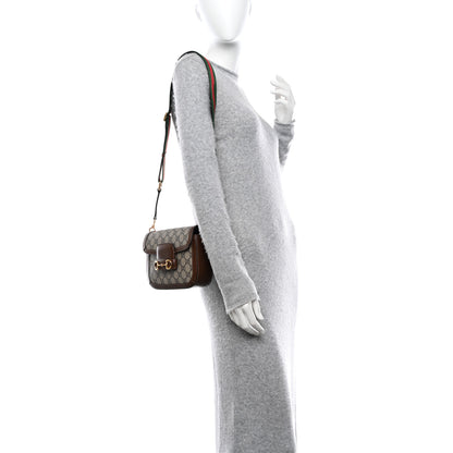 Gucci GG Supreme Monogram Web Mini Horsebit 1955 Shoulder Bag Beige Brown Sugar 2 of 12