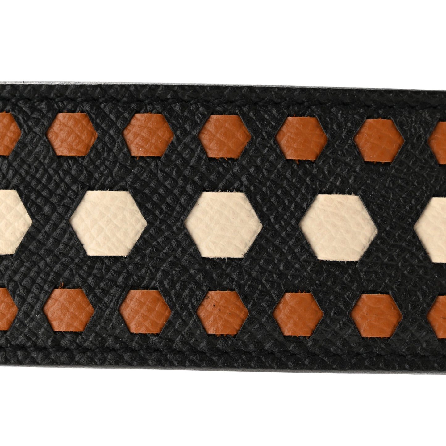 Epsom 40mm Hexagone Tressage Shoulder Strap Black Craie Gold
