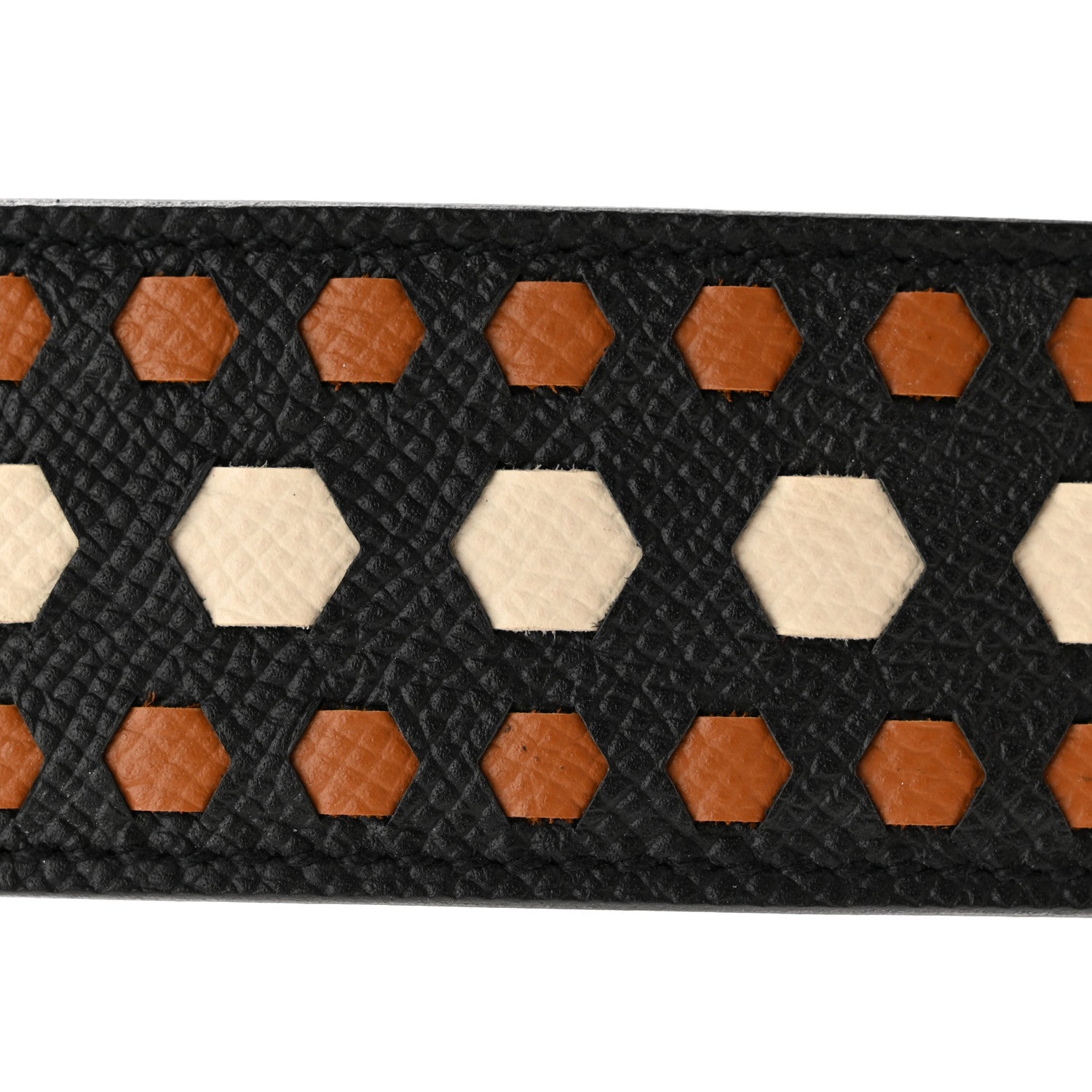 Hermes Epsom 40mm Hexagone Tressage Shoulder Strap Black Craie Gold 6 of 7
