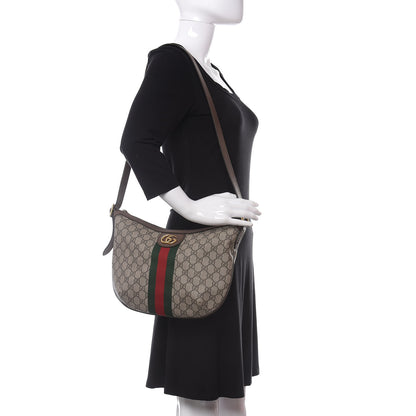 Gucci GG Supreme Monogram Web Small Ophidia Half Moon Hobo Brown 2 of 15