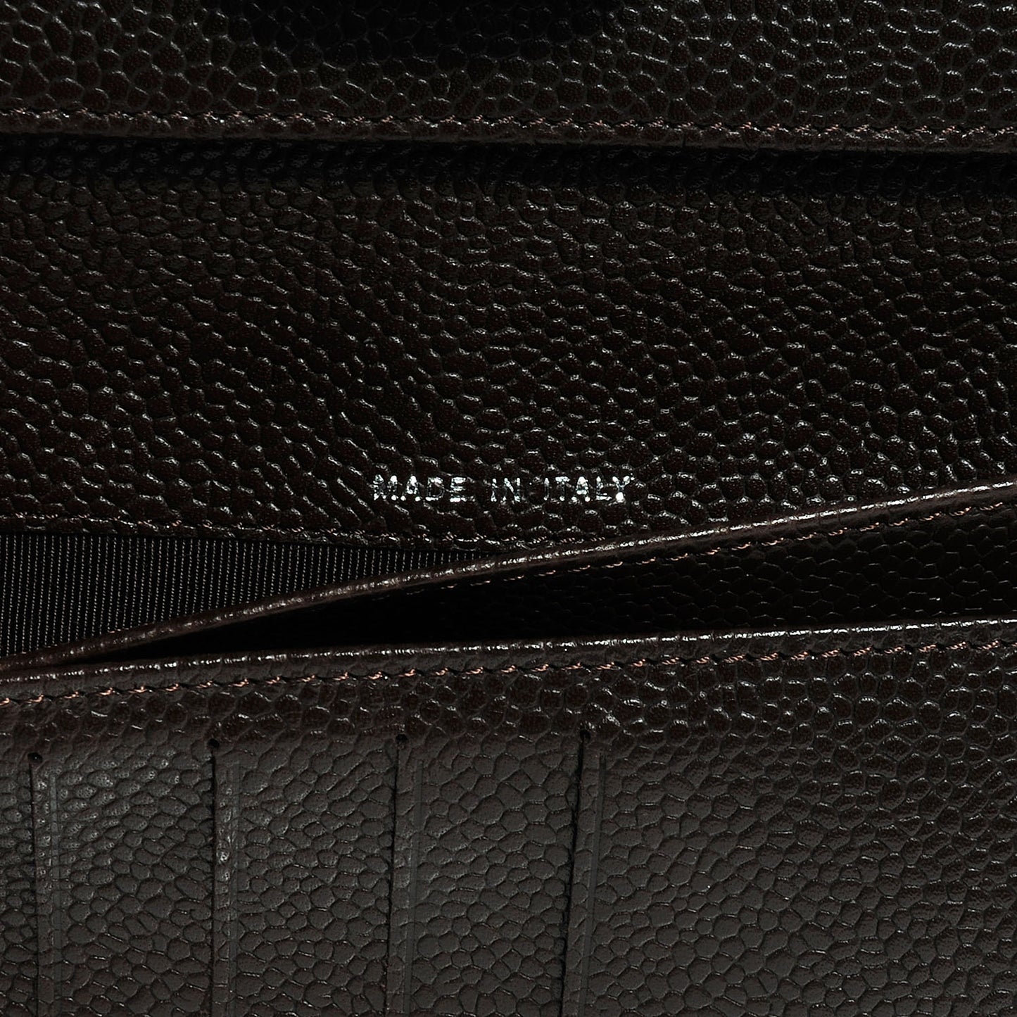 Caviar Quilted Long Flap Wallet Dark Brown