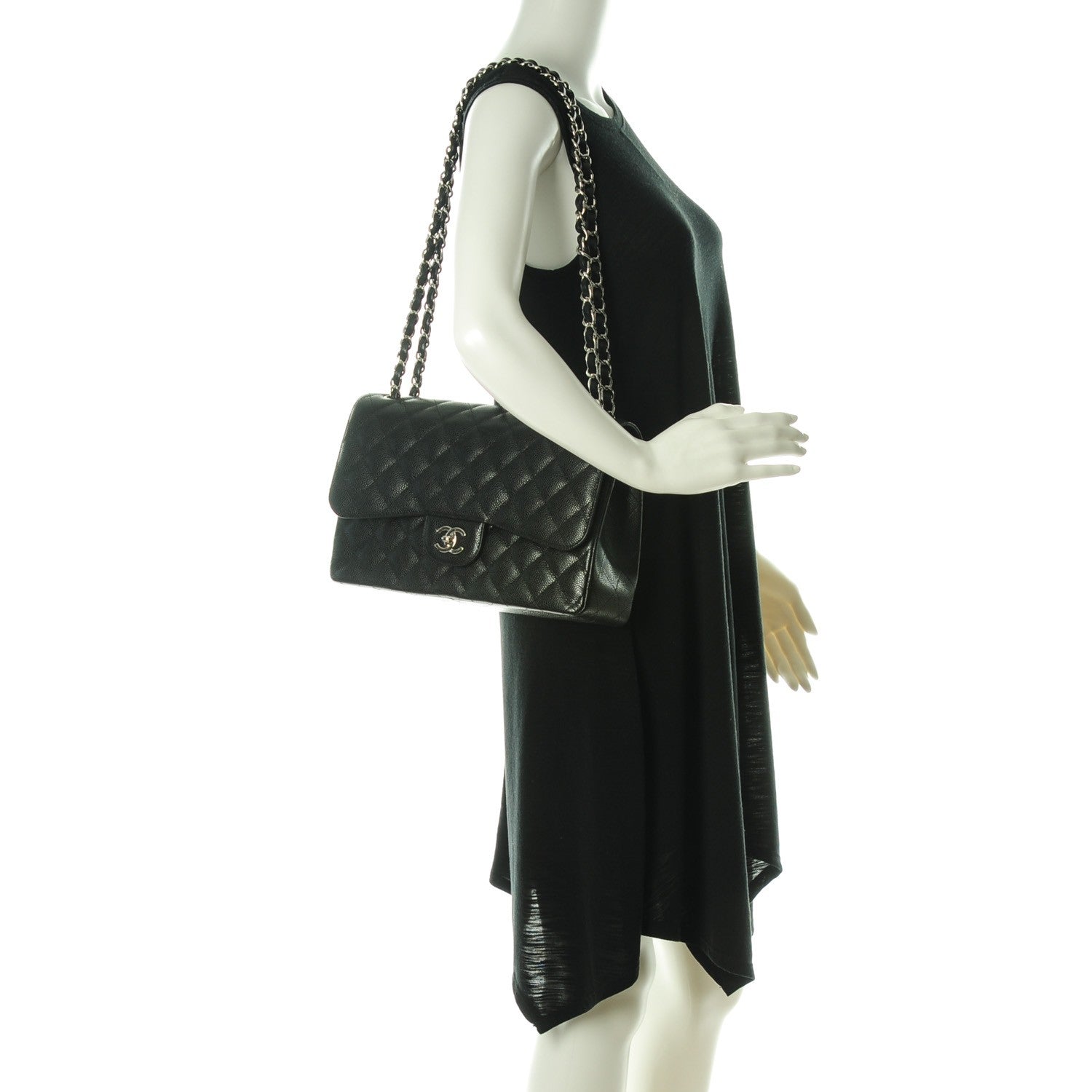 Chanel Caviar Quilted Jumbo Double Flap Black 2 of 8