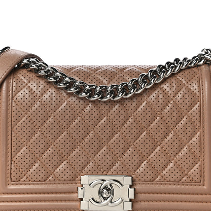 Chanel Lambskin Perforated Medium Boy Flap Dark Beige 8 of 16