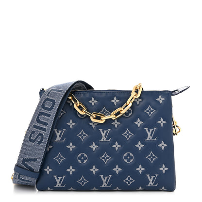 Louis Vuitton Lambskin Embossed Monogram Coussin PM Denim Blue 1 of 11