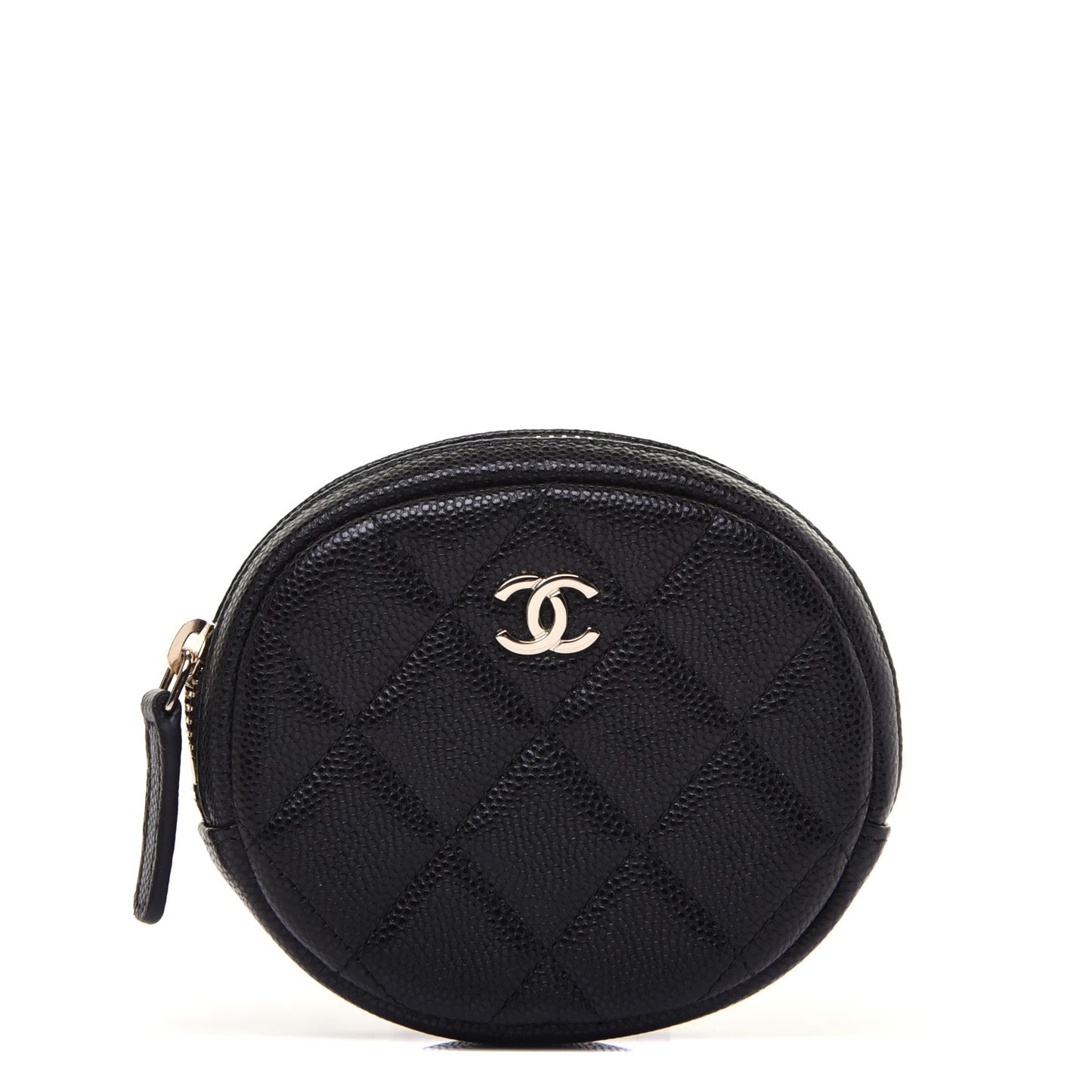 Caviar Quilted Zip Around Classic Coin Purse Black