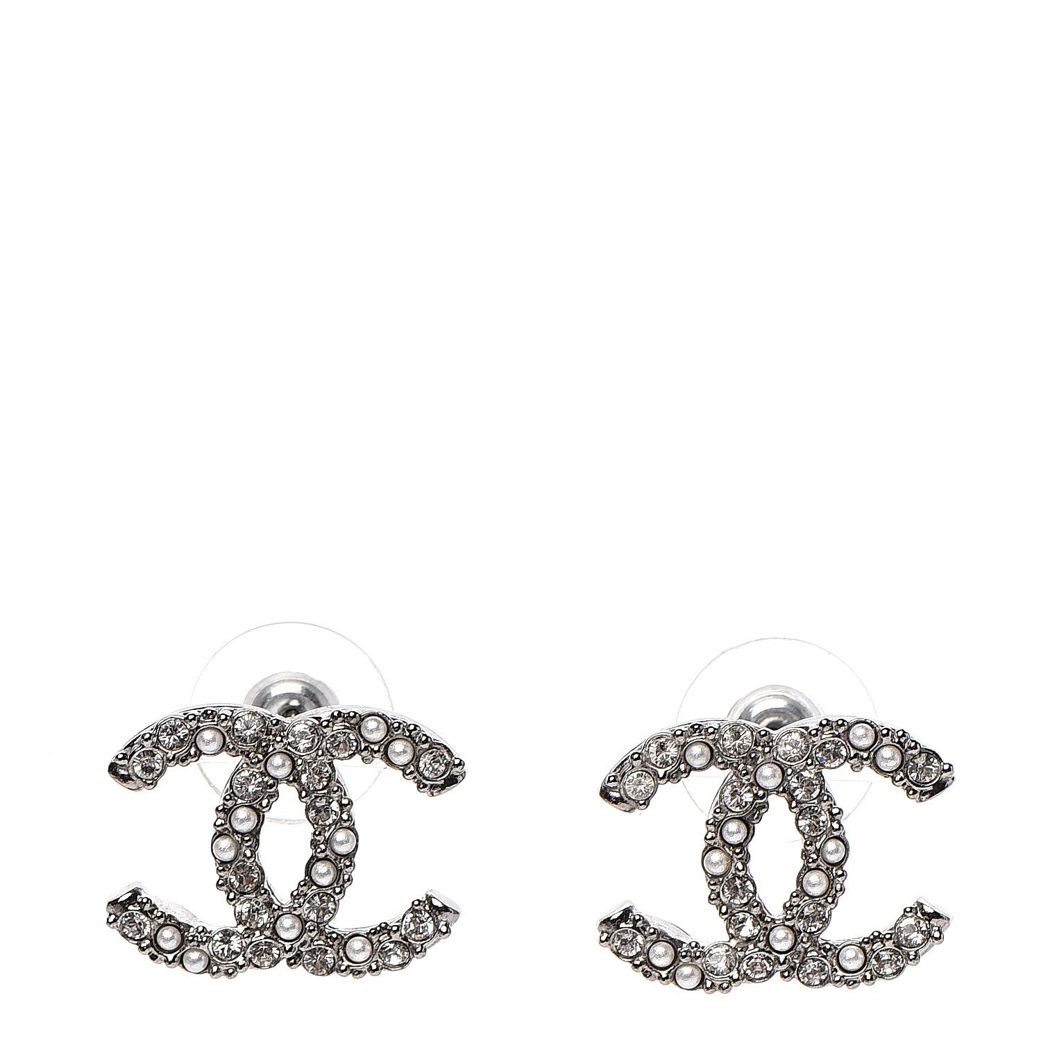 Chanel Ruthenium Crystal Pearl Caviar Earrings 1 of 5