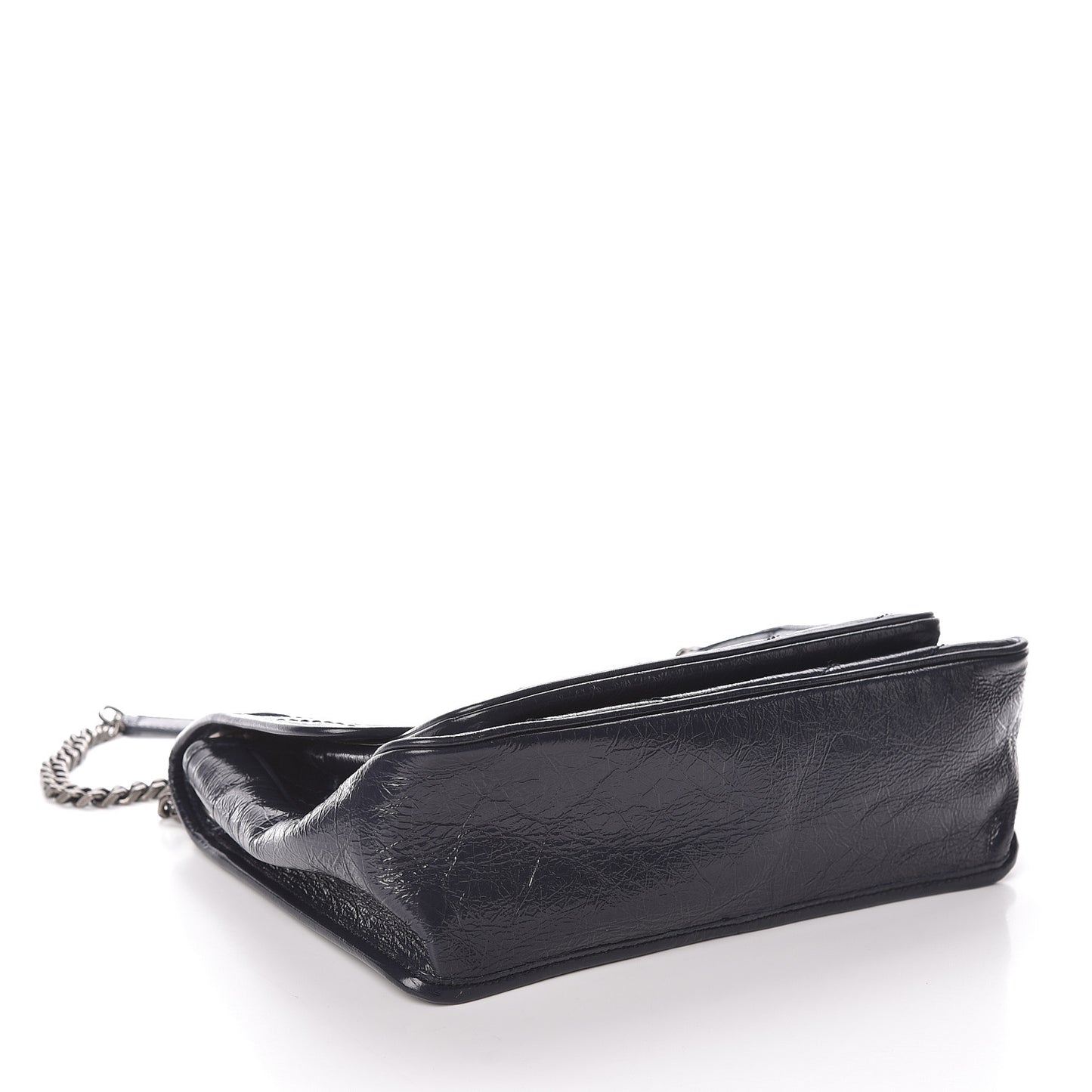 Crinkled Calfskin Matelasse Medium Niki Chain Satchel Deep Marine