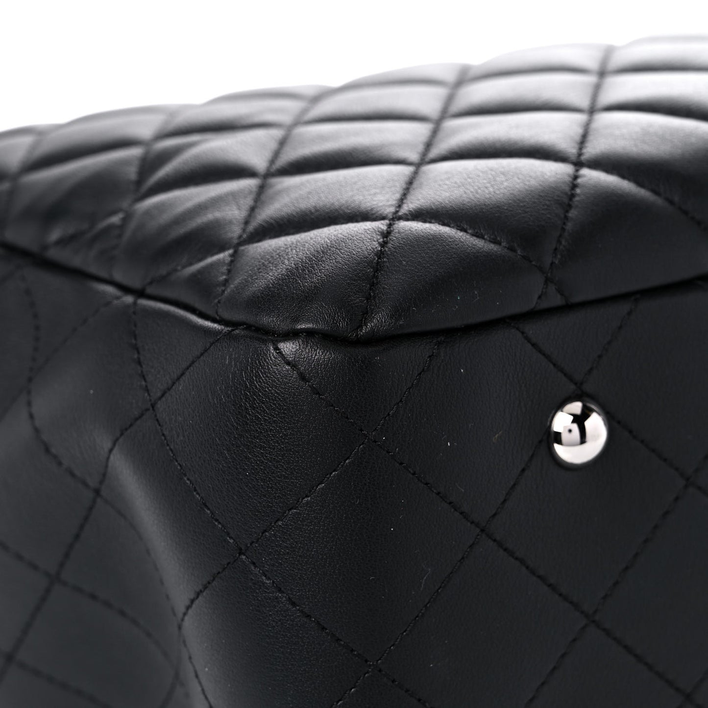 Calfskin Quilted Large Classic Shopping Tote Black