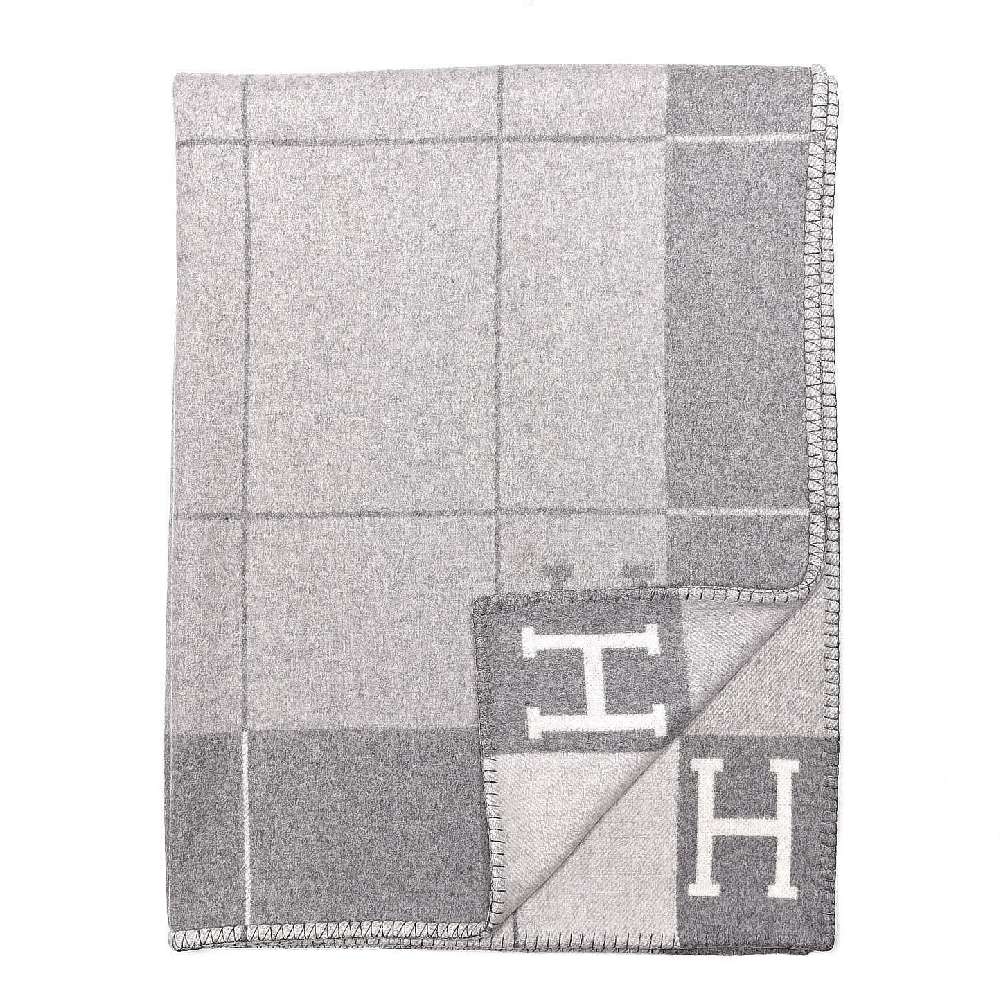 Wool Cashmere Avalon III Blanket Ecru Gris Clair