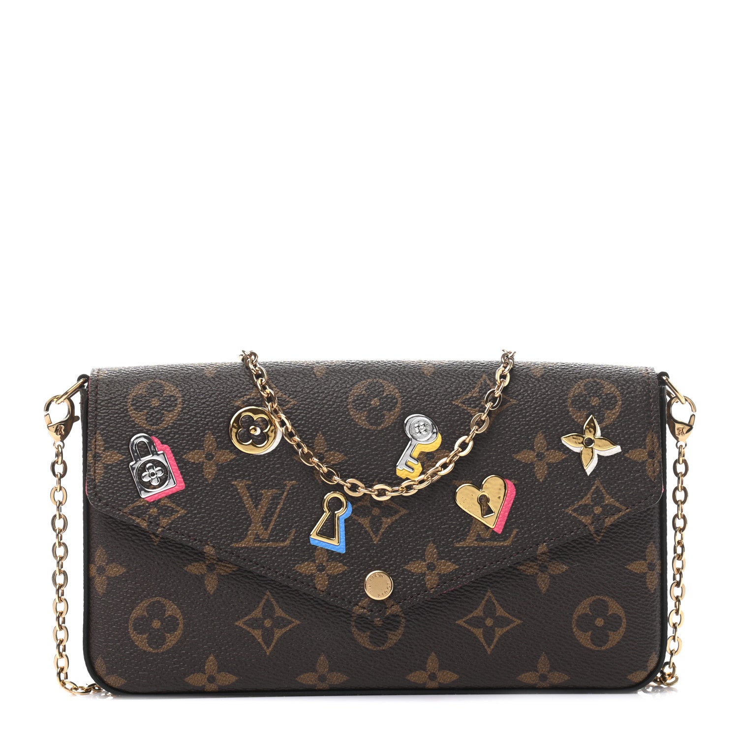 Louis Vuitton Monogram LV Love Lock Pochette Felicie Chain Wallet 1 of 8