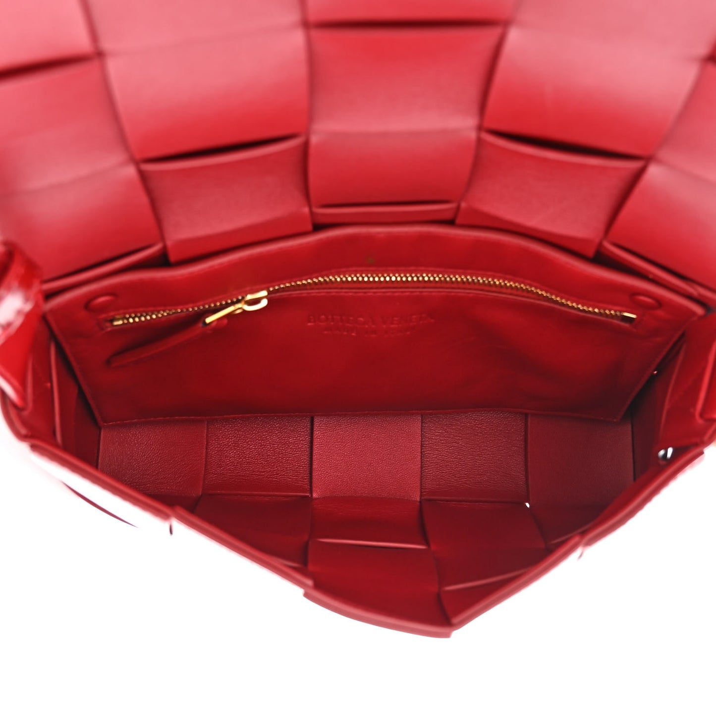 Patent Maxi Intrecciato Cassette Crossbody Bag Red