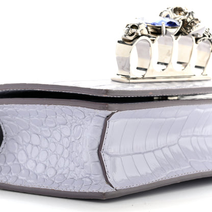 Alexander McQueen Shiny Crocodile Embossed Jeweled Satchel Lavender 9 of 13