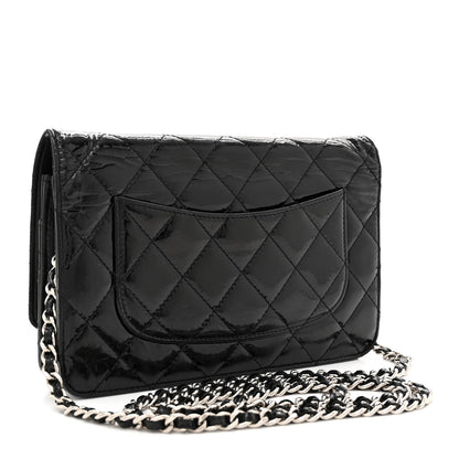 Chanel Patent Quilted Wallet On Chain WOC Black 3 of 12