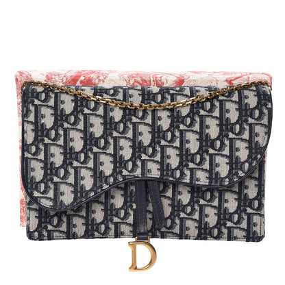 Christian Dior Oblique Saddle Chain Pouch Blue 12 of 12