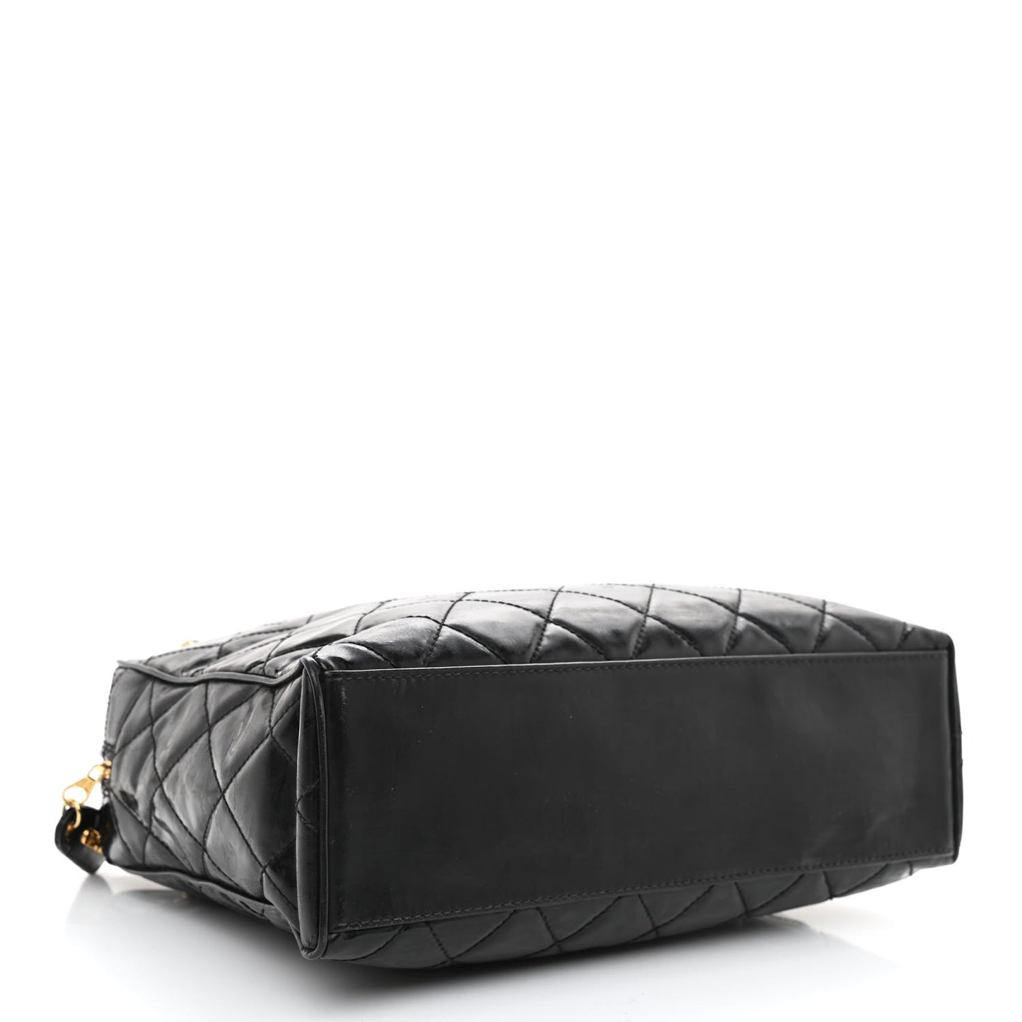 Patent Quilted Shoulder Bag Black