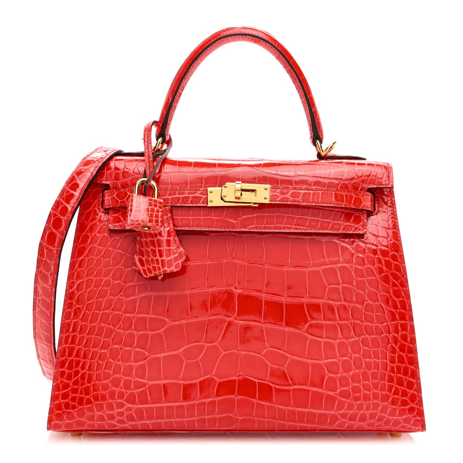Hermes Shiny Alligator Kelly Sellier 25 Rouge de Coeur 1 of 9