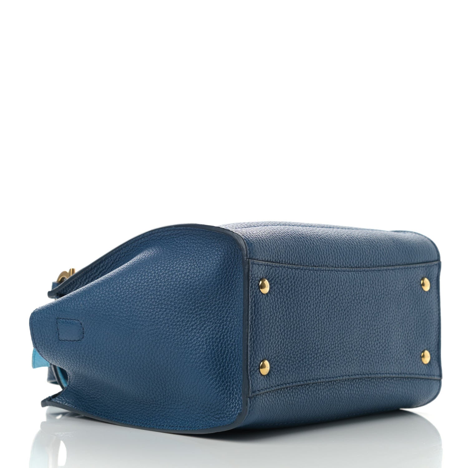 Salvatore Ferragamo Hammered Calfskin Double Handle Small Amy Tote Blue 4 of 10
