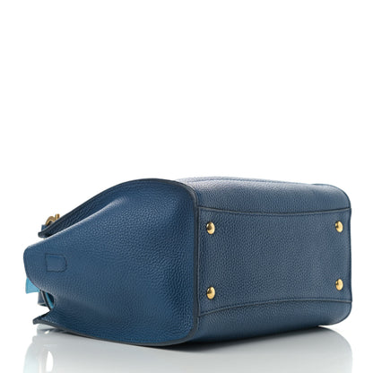 Salvatore Ferragamo Hammered Calfskin Double Handle Small Amy Tote Blue 4 of 10
