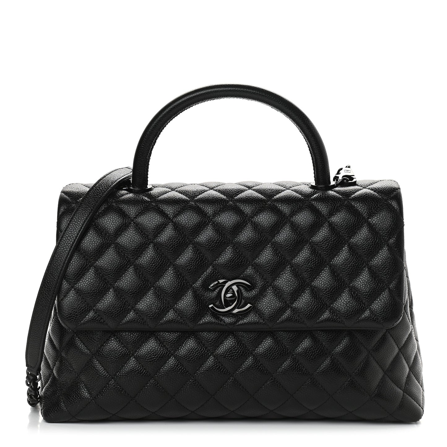 Caviar Quilted Medium Coco Handle Flap So Black