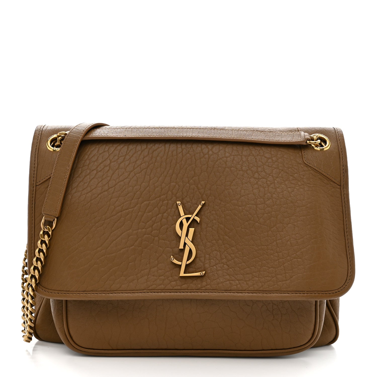 Saint Laurent Grained Lambskin Monogram Large Niki Chain Satchel Dark Cork 1 of 12