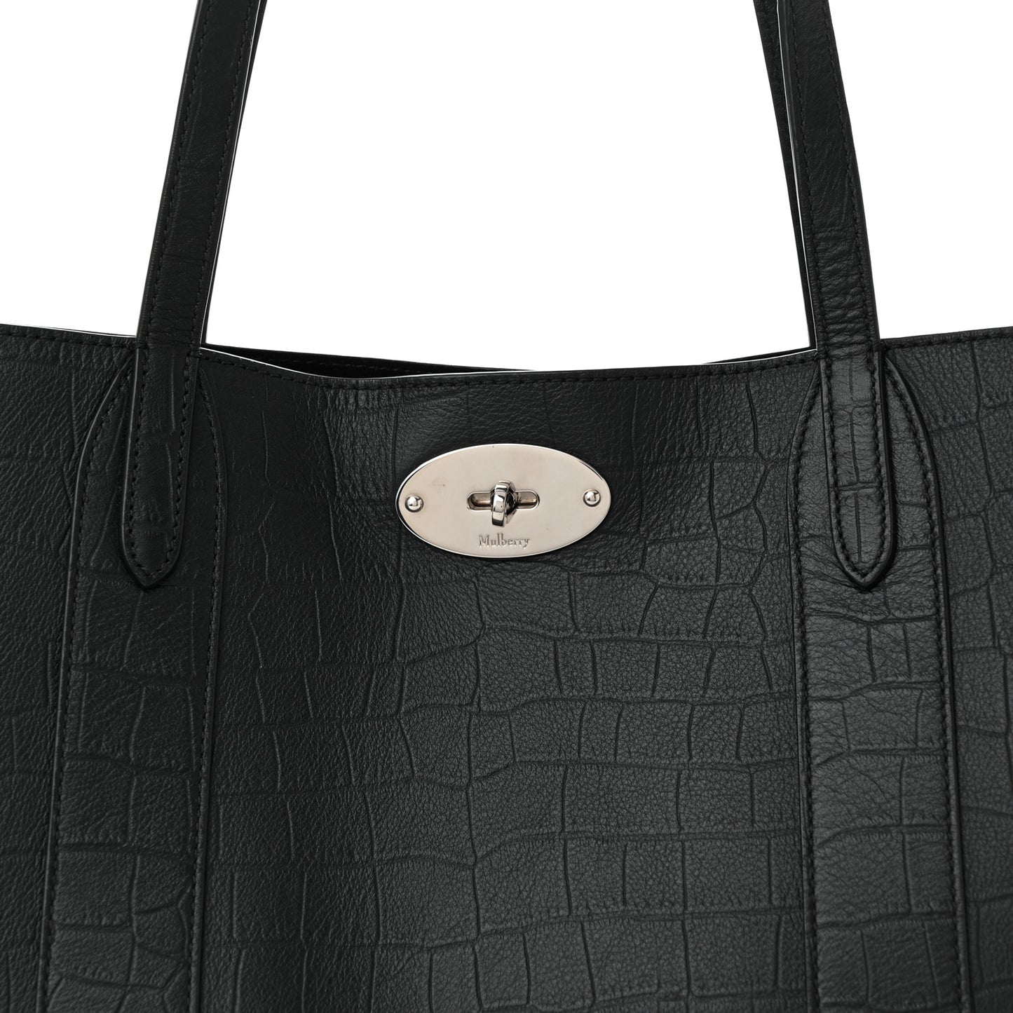 Crocodile Embossed Bayswater Tote Black