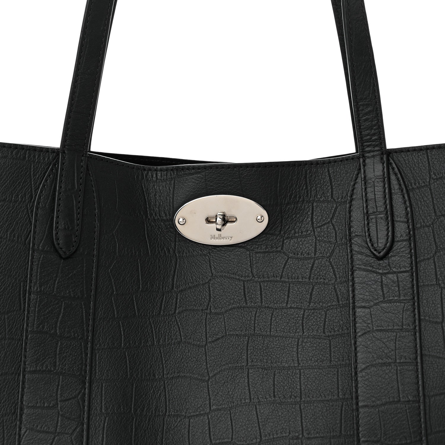 Mulberry Crocodile Embossed Bayswater Tote Black 8 of 10