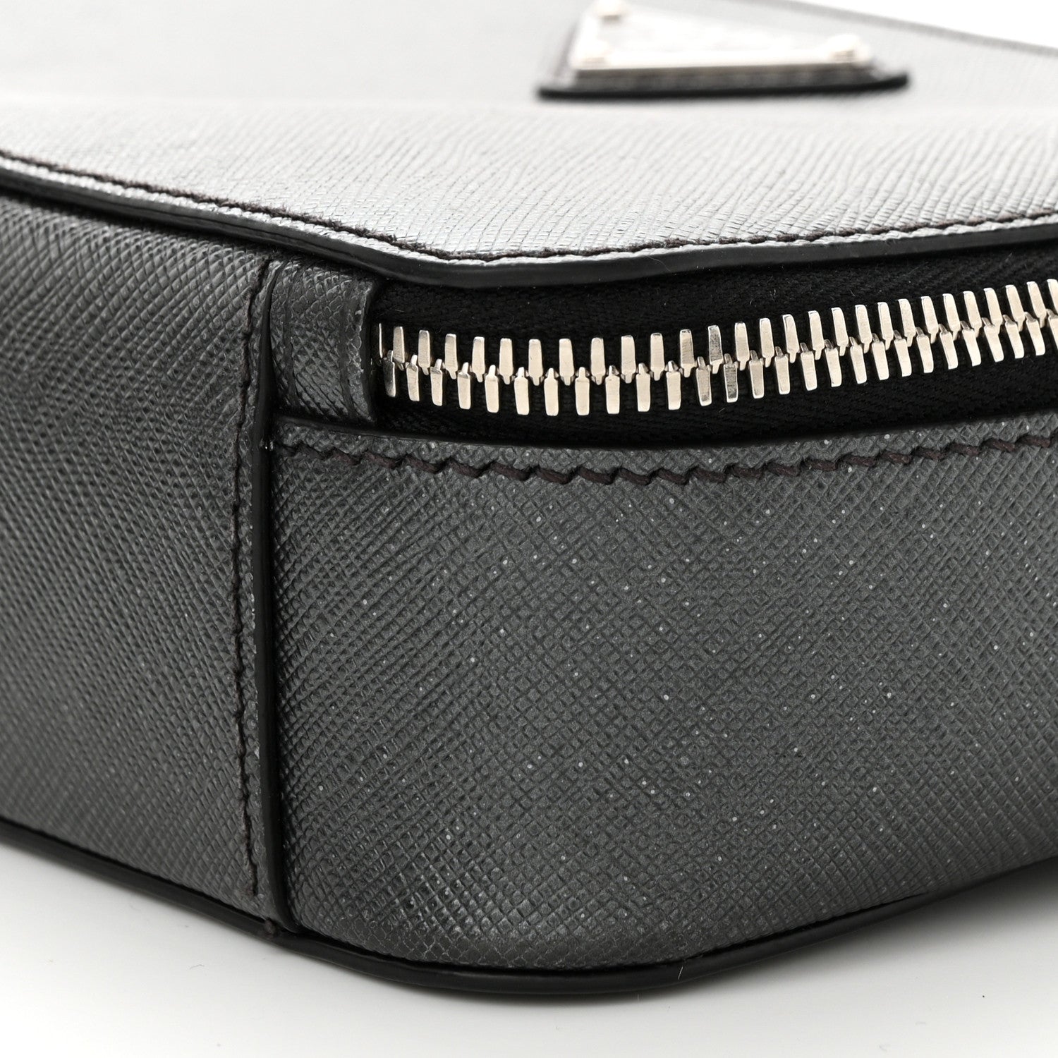Prada Saffiano Travel Small Brique Top Handle Crossbody Bag Anthracite Gray 11 of 12