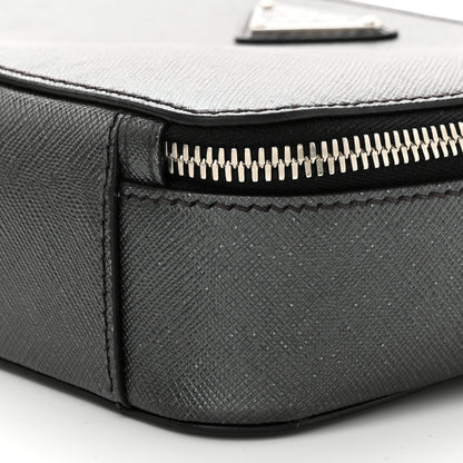 Prada Saffiano Travel Small Brique Top Handle Crossbody Bag Anthracite Gray 11 of 12