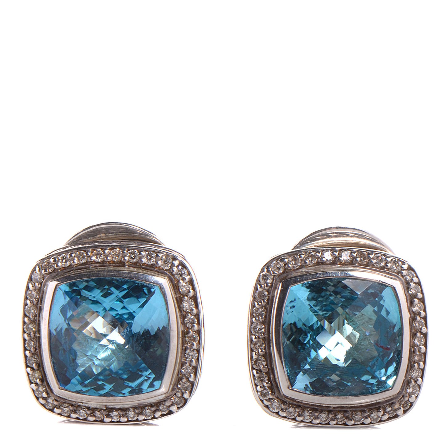 Sterling Silver Diamond Blue Topaz 11mm Albion Earrings