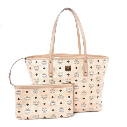 MCM Visetos Medium Anya Shopping Tote Beige 3 of 9